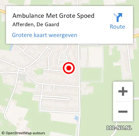 Locatie op kaart van de 112 melding: Ambulance Met Grote Spoed Naar Afferden, De Gaard op 2 februari 2022 00:18