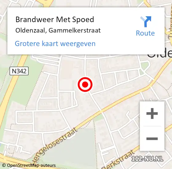 Locatie op kaart van de 112 melding: Brandweer Met Spoed Naar Oldenzaal, Gammelkerstraat op 7 juli 2014 07:54