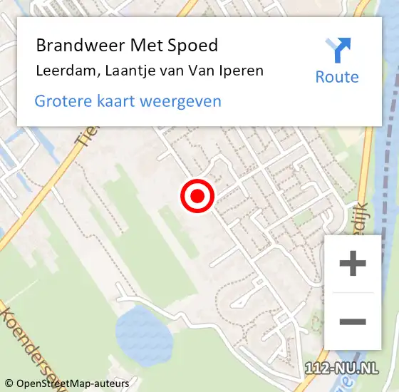 Locatie op kaart van de 112 melding: Brandweer Met Spoed Naar Leerdam, Laantje van Van Iperen op 2 februari 2022 00:29