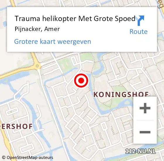Locatie op kaart van de 112 melding: Trauma helikopter Met Grote Spoed Naar Pijnacker, Amer op 2 februari 2022 00:38