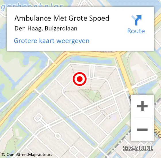 Locatie op kaart van de 112 melding: Ambulance Met Grote Spoed Naar Den Haag, Buizerdlaan op 2 februari 2022 00:51