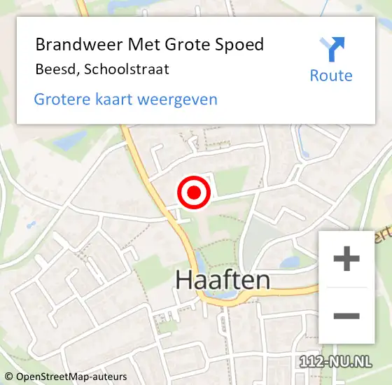 Locatie op kaart van de 112 melding: Brandweer Met Grote Spoed Naar Beesd, Schoolstraat op 2 februari 2022 01:07