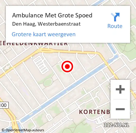 Locatie op kaart van de 112 melding: Ambulance Met Grote Spoed Naar Den Haag, Westerbaenstraat op 2 februari 2022 01:14