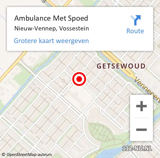 Locatie op kaart van de 112 melding: Ambulance Met Spoed Naar Nieuw-Vennep, Vossestein op 2 februari 2022 01:26