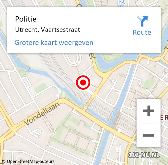 Locatie op kaart van de 112 melding: Politie Utrecht, Vaartsestraat op 2 februari 2022 01:59