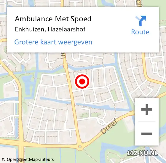 Locatie op kaart van de 112 melding: Ambulance Met Spoed Naar Enkhuizen, Hazelaarshof op 2 februari 2022 03:26