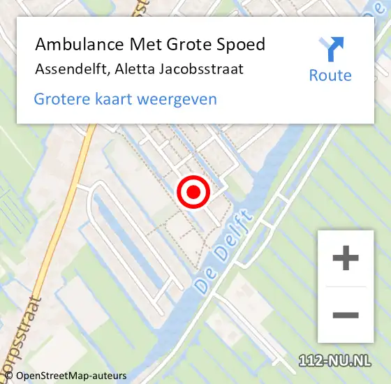 Locatie op kaart van de 112 melding: Ambulance Met Grote Spoed Naar Assendelft, Aletta Jacobsstraat op 2 februari 2022 04:19