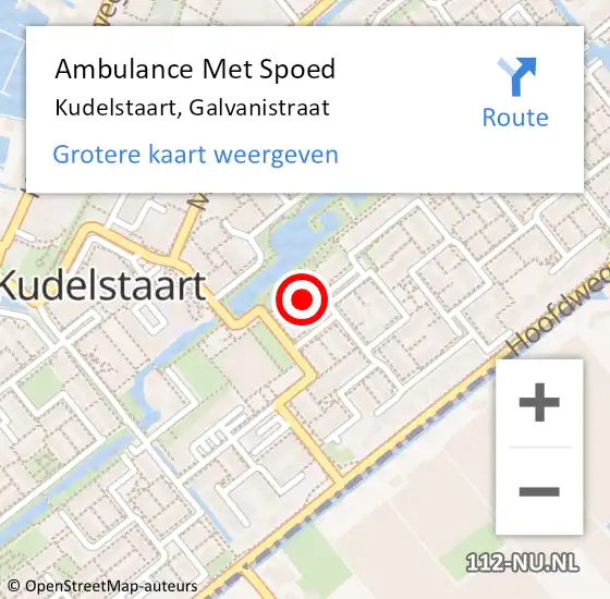 Locatie op kaart van de 112 melding: Ambulance Met Spoed Naar Kudelstaart, Galvanistraat op 2 februari 2022 05:29