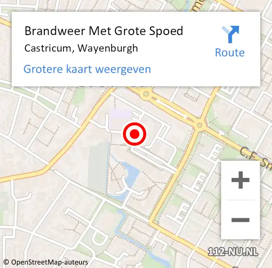 Locatie op kaart van de 112 melding: Brandweer Met Grote Spoed Naar Castricum, Wayenburgh op 2 februari 2022 05:43