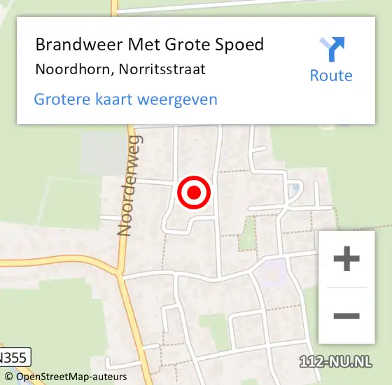 Locatie op kaart van de 112 melding: Brandweer Met Grote Spoed Naar Noordhorn, Norritsstraat op 2 februari 2022 06:47