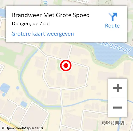 Locatie op kaart van de 112 melding: Brandweer Met Grote Spoed Naar Dongen, de Zool op 2 februari 2022 07:04