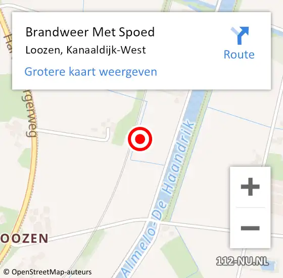 Locatie op kaart van de 112 melding: Brandweer Met Spoed Naar Loozen, Kanaaldijk-West op 2 februari 2022 07:25