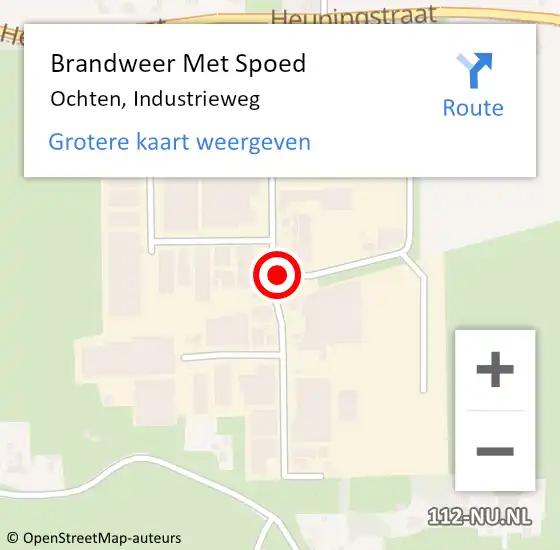 Locatie op kaart van de 112 melding: Brandweer Met Spoed Naar Ochten, Industrieweg op 2 februari 2022 07:52