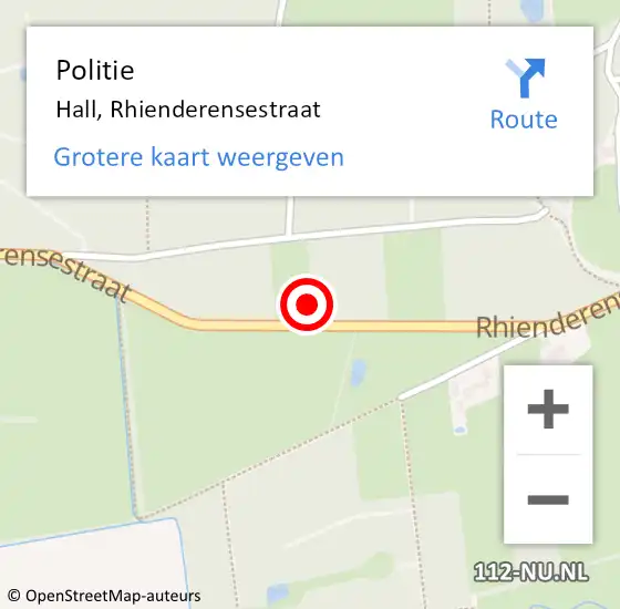 Locatie op kaart van de 112 melding: Politie Hall, Rhienderensestraat op 2 februari 2022 08:40