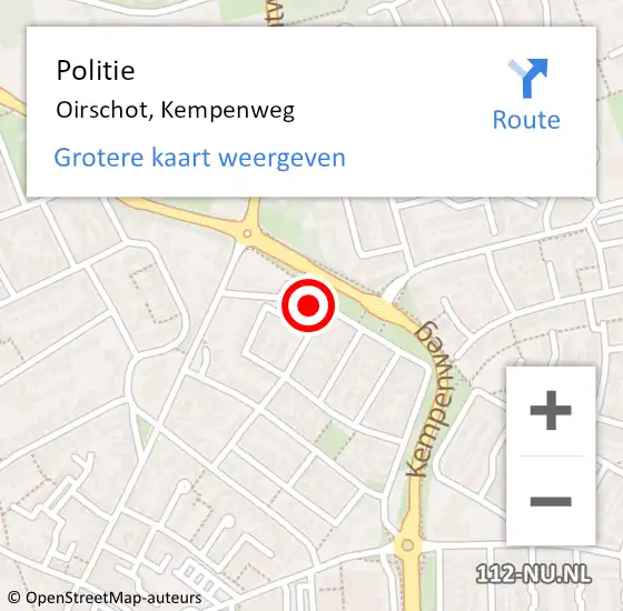 Locatie op kaart van de 112 melding: Politie Oirschot, Kempenweg op 2 februari 2022 08:51