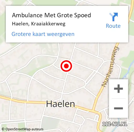 Locatie op kaart van de 112 melding: Ambulance Met Grote Spoed Naar Haelen, Kraaiakkerweg op 2 februari 2022 09:06
