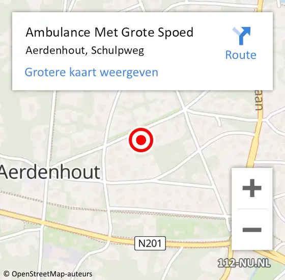 Locatie op kaart van de 112 melding: Ambulance Met Grote Spoed Naar Aerdenhout, Schulpweg op 2 februari 2022 09:07