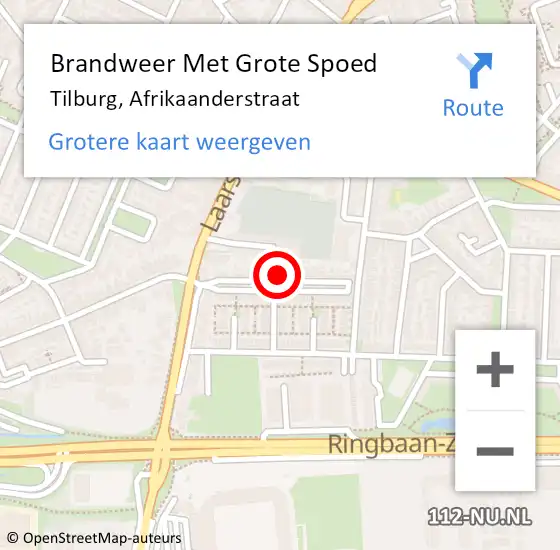 Locatie op kaart van de 112 melding: Brandweer Met Grote Spoed Naar Tilburg, Afrikaanderstraat op 2 februari 2022 09:10