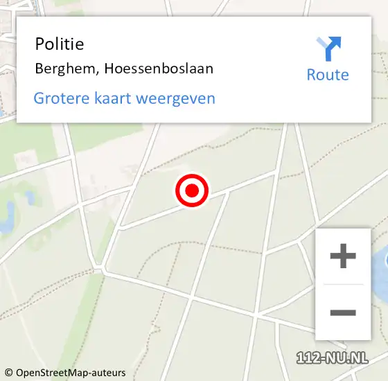 Locatie op kaart van de 112 melding: Politie Berghem, Hoessenboslaan op 2 februari 2022 09:15