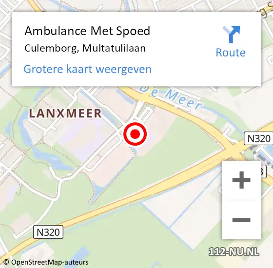 Locatie op kaart van de 112 melding: Ambulance Met Spoed Naar Culemborg, Multatulilaan op 2 februari 2022 09:18