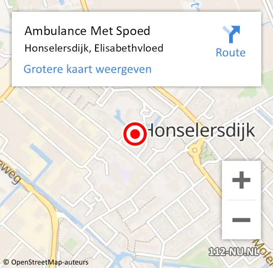 Locatie op kaart van de 112 melding: Ambulance Met Spoed Naar Honselersdijk, Elisabethvloed op 2 februari 2022 09:20