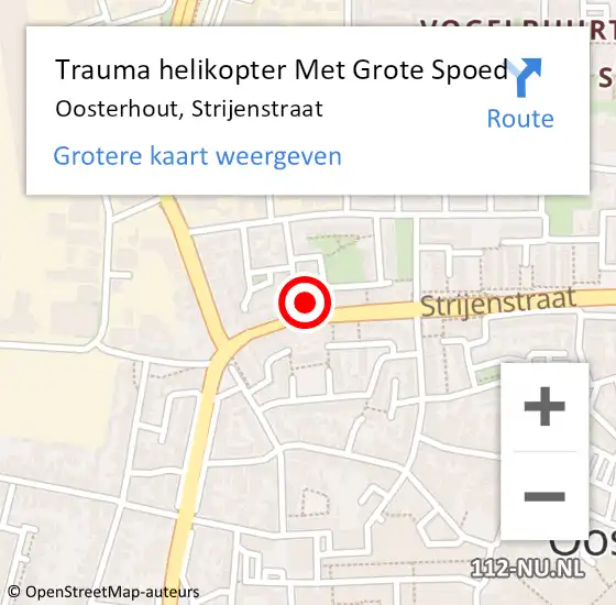 Locatie op kaart van de 112 melding: Trauma helikopter Met Grote Spoed Naar Oosterhout, Strijenstraat op 2 februari 2022 09:41