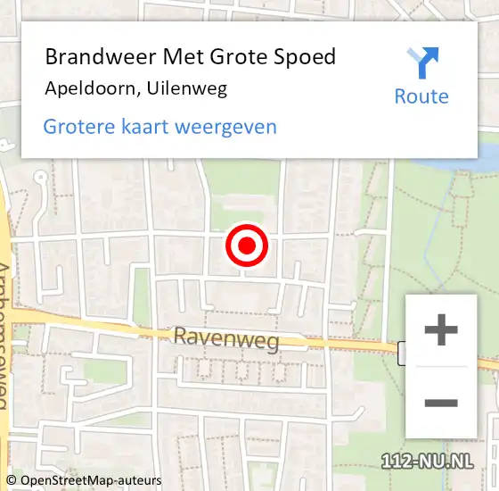 Locatie op kaart van de 112 melding: Brandweer Met Grote Spoed Naar Apeldoorn, Uilenweg op 7 juli 2014 08:20