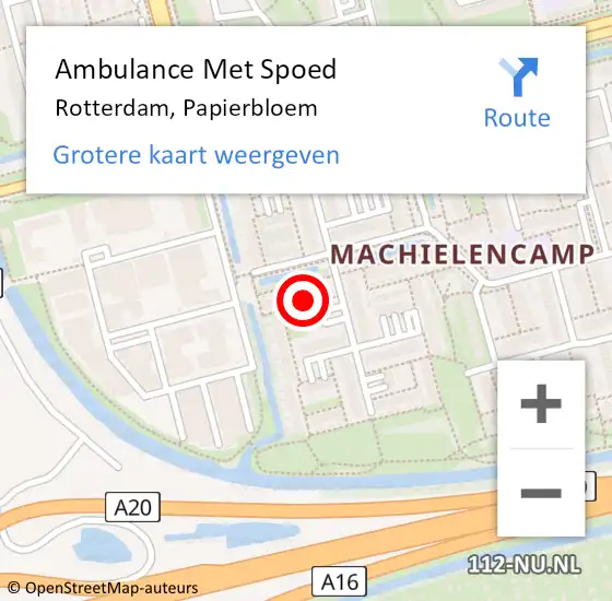 Locatie op kaart van de 112 melding: Ambulance Met Spoed Naar Rotterdam, Papierbloem op 2 februari 2022 09:52