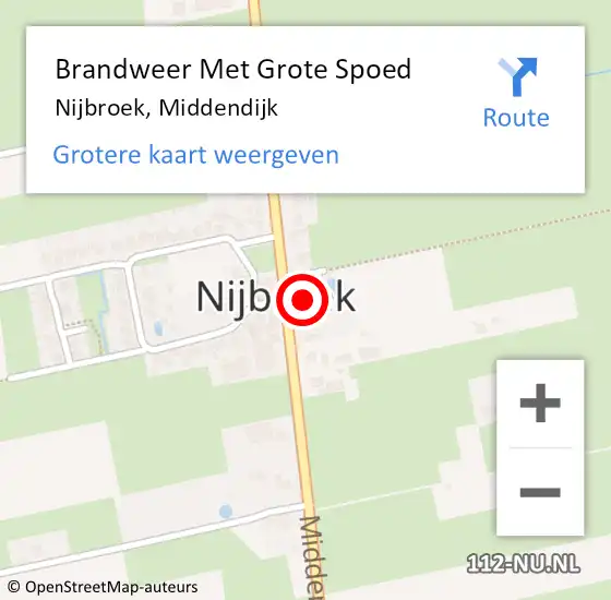 Locatie op kaart van de 112 melding: Brandweer Met Grote Spoed Naar Nijbroek, Middendijk op 7 juli 2014 08:20