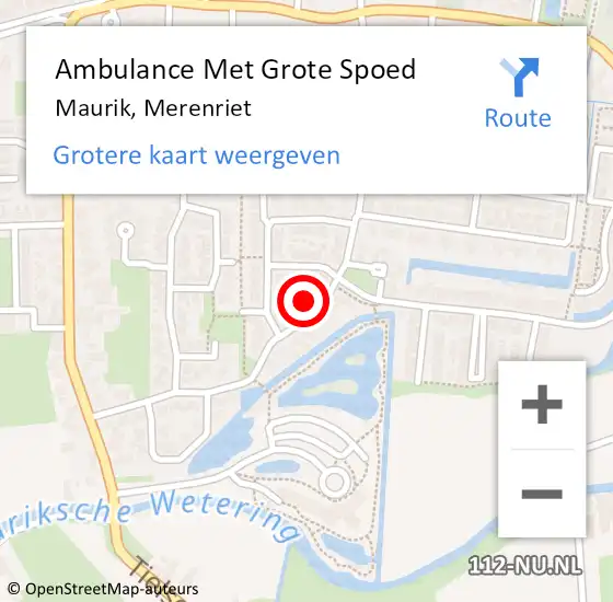 Locatie op kaart van de 112 melding: Ambulance Met Grote Spoed Naar Maurik, Merenriet op 2 februari 2022 09:55