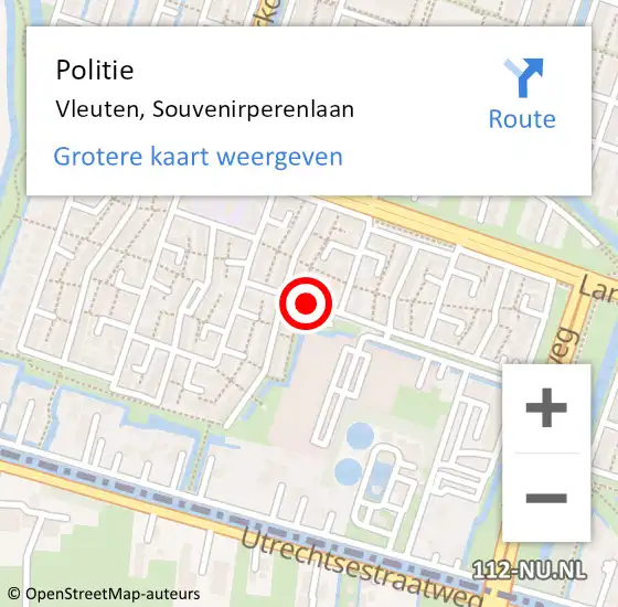 Locatie op kaart van de 112 melding: Politie Vleuten, Souvenirperenlaan op 7 juli 2014 08:21