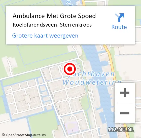 Locatie op kaart van de 112 melding: Ambulance Met Grote Spoed Naar Roelofarendsveen, Sterrenkroos op 2 februari 2022 10:21