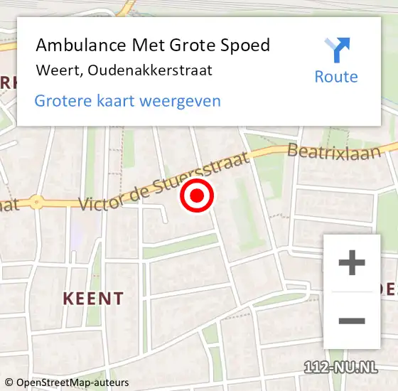 Locatie op kaart van de 112 melding: Ambulance Met Grote Spoed Naar Weert, Oudenakkerstraat op 2 februari 2022 10:39