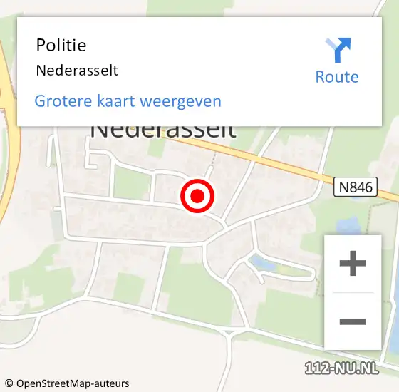 Locatie op kaart van de 112 melding: Politie Nederasselt op 2 februari 2022 10:56