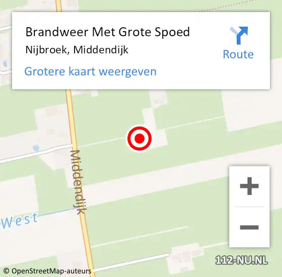 Locatie op kaart van de 112 melding: Brandweer Met Grote Spoed Naar Nijbroek, Middendijk op 7 juli 2014 08:25