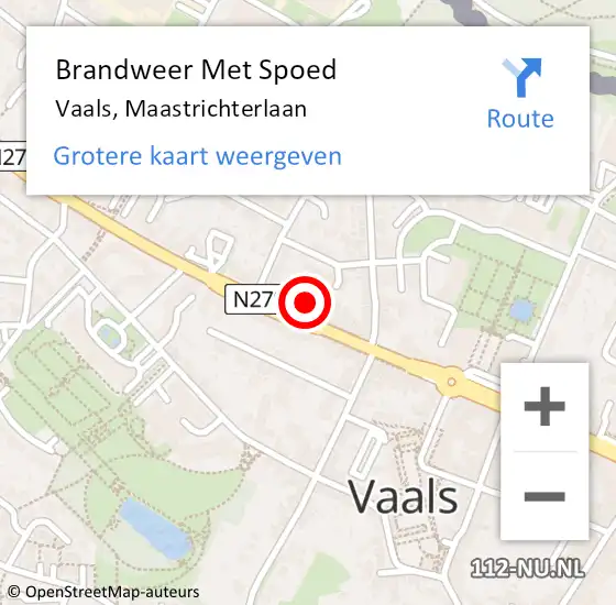 Locatie op kaart van de 112 melding: Brandweer Met Spoed Naar Vaals, Maastrichterlaan op 2 februari 2022 11:33