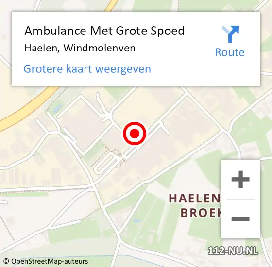 Locatie op kaart van de 112 melding: Ambulance Met Grote Spoed Naar Haelen, Windmolenven op 2 februari 2022 11:57