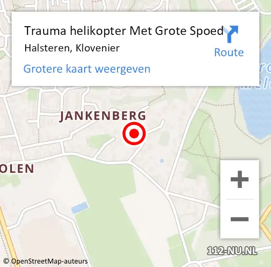 Locatie op kaart van de 112 melding: Trauma helikopter Met Grote Spoed Naar Halsteren, Klovenier op 2 februari 2022 11:57