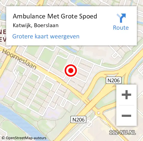 Locatie op kaart van de 112 melding: Ambulance Met Grote Spoed Naar Katwijk, Boerslaan op 2 februari 2022 12:12