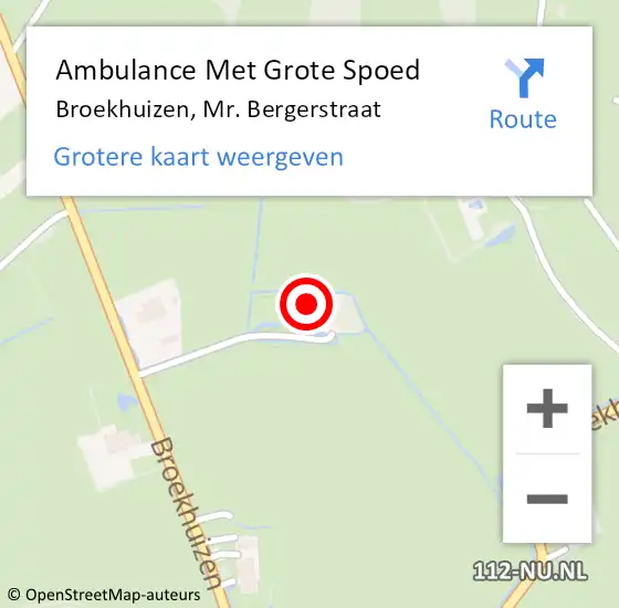 Locatie op kaart van de 112 melding: Ambulance Met Grote Spoed Naar Broekhuizen, Mr. Bergerstraat op 7 juli 2014 08:30