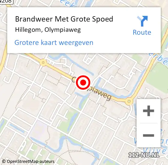 Locatie op kaart van de 112 melding: Brandweer Met Grote Spoed Naar Hillegom, Olympiaweg op 7 juli 2014 08:32