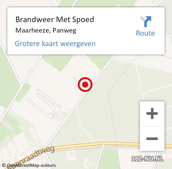 Locatie op kaart van de 112 melding: Brandweer Met Spoed Naar Maarheeze, Panweg op 2 februari 2022 12:41