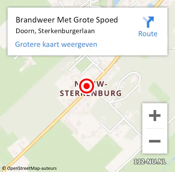 Locatie op kaart van de 112 melding: Brandweer Met Grote Spoed Naar Doorn, Sterkenburgerlaan op 2 februari 2022 12:42