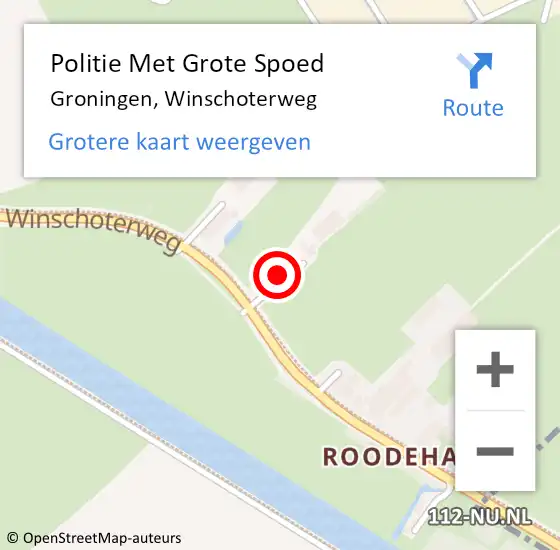 Locatie op kaart van de 112 melding: Politie Met Grote Spoed Naar Groningen, Winschoterweg op 2 februari 2022 12:46