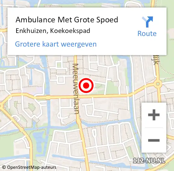 Locatie op kaart van de 112 melding: Ambulance Met Grote Spoed Naar Enkhuizen, Koekoekspad op 2 februari 2022 12:47