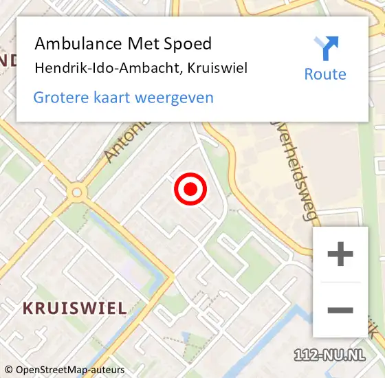 Locatie op kaart van de 112 melding: Ambulance Met Spoed Naar Hendrik-Ido-Ambacht, Kruiswiel op 2 februari 2022 12:55