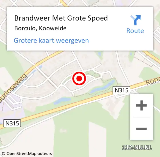 Locatie op kaart van de 112 melding: Brandweer Met Grote Spoed Naar Borculo, Kooweide op 2 februari 2022 13:26