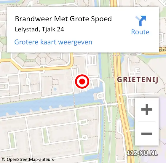 Locatie op kaart van de 112 melding: Brandweer Met Grote Spoed Naar Lelystad, Tjalk 24 op 2 februari 2022 13:32