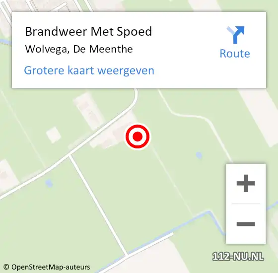 Locatie op kaart van de 112 melding: Brandweer Met Spoed Naar Wolvega, De Meenthe op 7 juli 2014 08:35