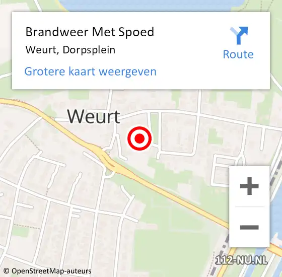 Locatie op kaart van de 112 melding: Brandweer Met Spoed Naar Weurt, Dorpsplein op 2 februari 2022 13:52